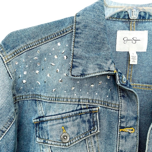 Jessica Simpson rhinestone detail jean jacket. Size S - Picture 1 of 7